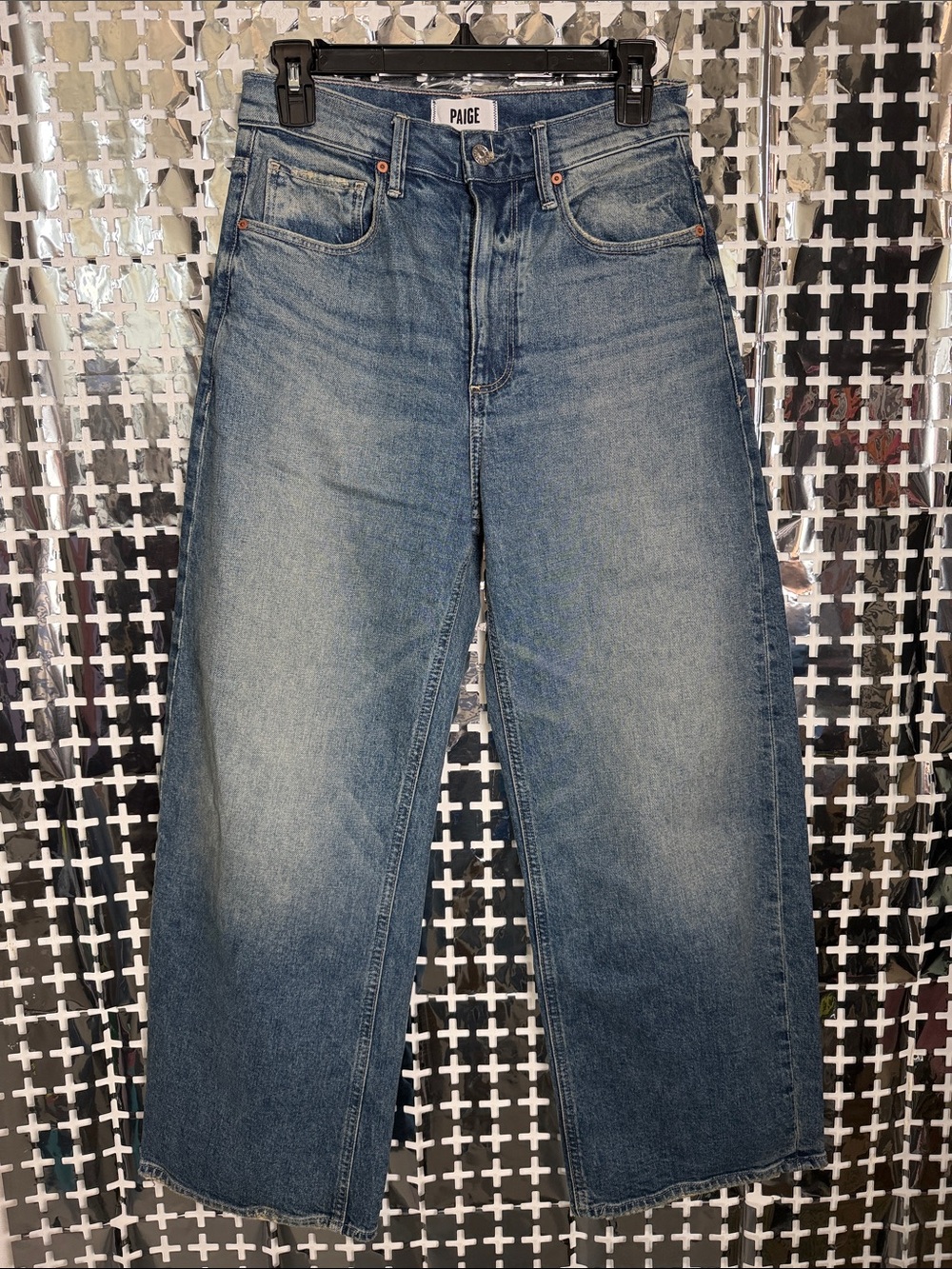 PAIGE Mid Wash Wide-Leg Flare Jeans
